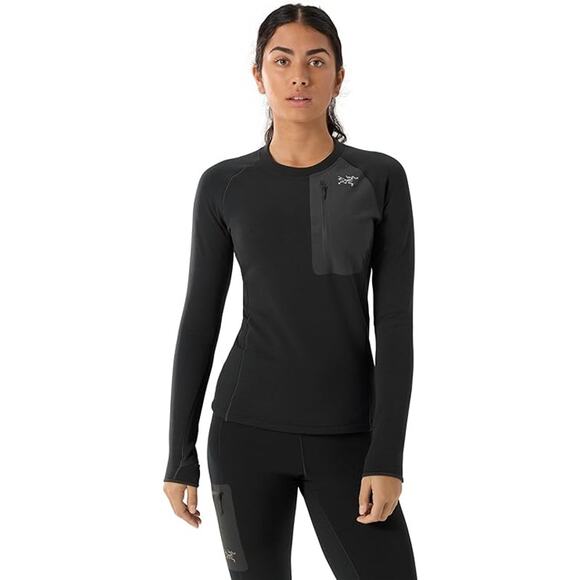 Arc'teryx Women's XS Black Kyanite Baselayer Crew Neck Fleece Long Sleeve K26-12 - Picture 1 of 9